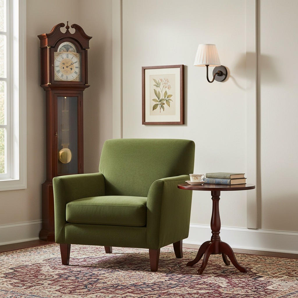 Luvora wall lamp beside green armchair