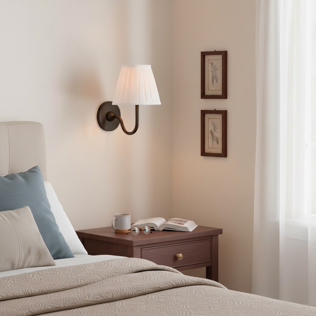 Luvora wall lamp above bedside table