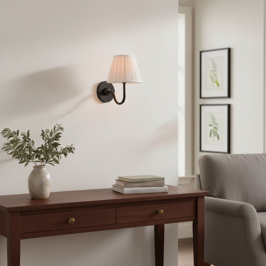 Luvora wall lamp beside console table