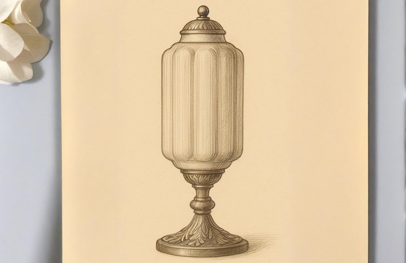 Sketch of the Eloise table lamp inspired by nature&rsquo;s curves