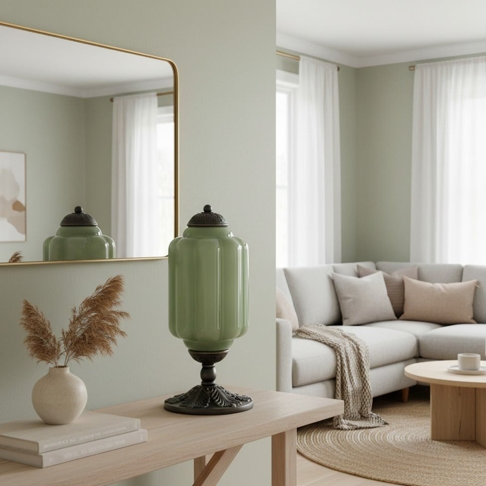 Green Eloise table lamp in a bright living space