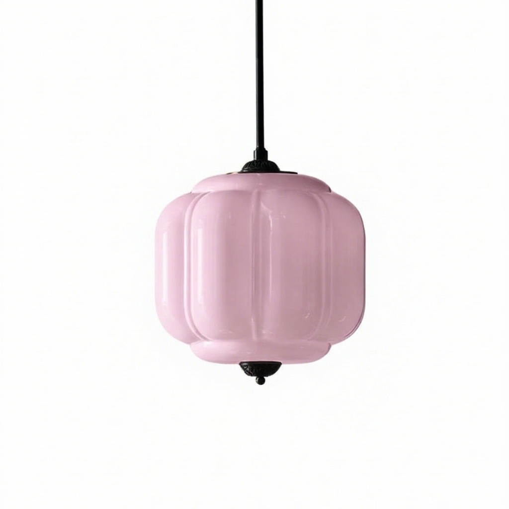 Pink Eloise pumpkin glass hanging light