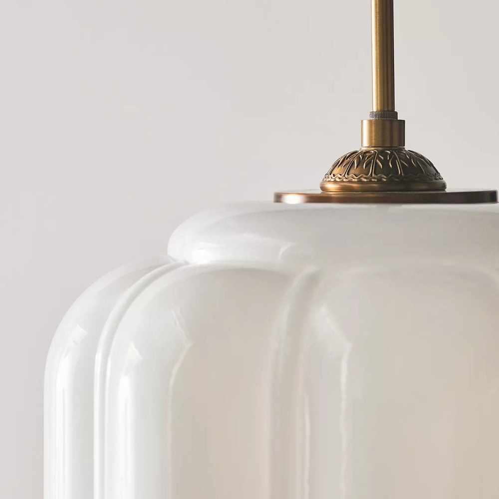 Milk glass shade close-up