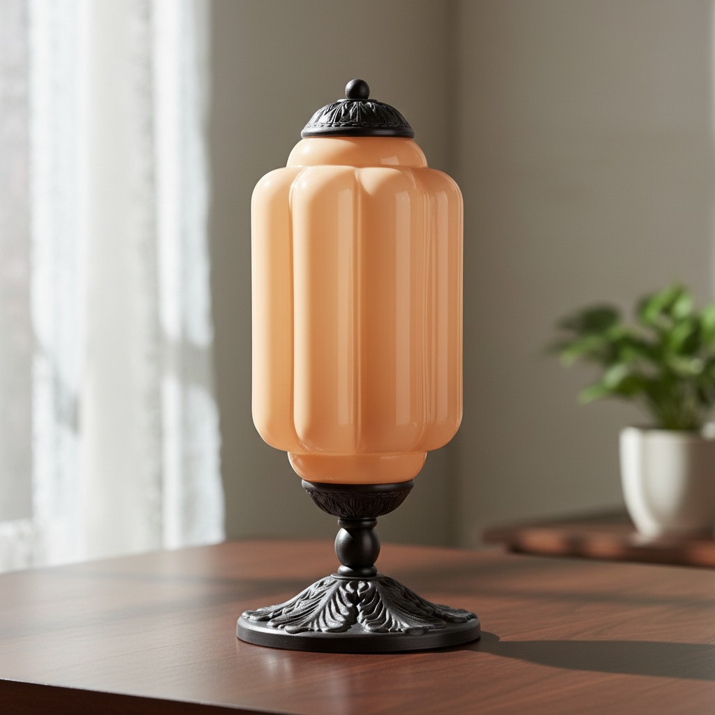 Eloise orange glass table lamp with brass hardware
