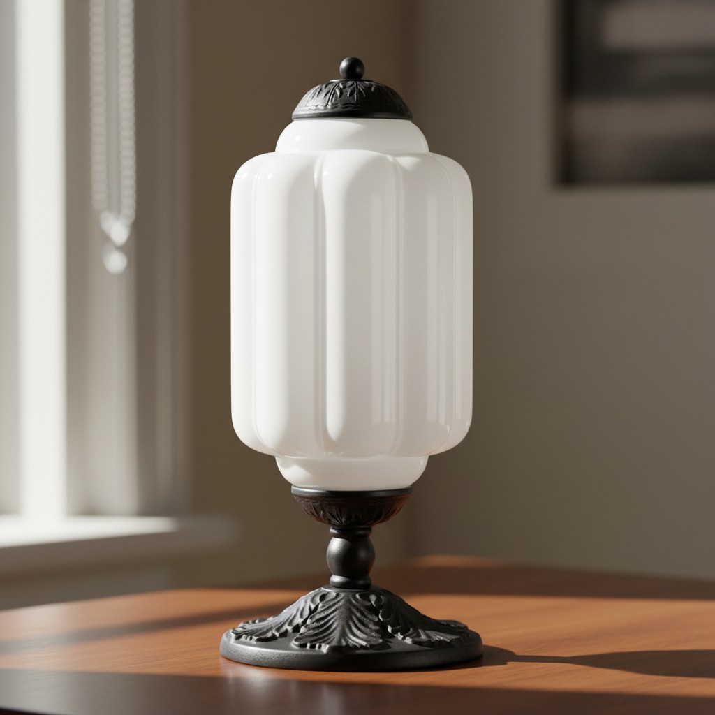 Eloise green glass table lamp with black hardware
