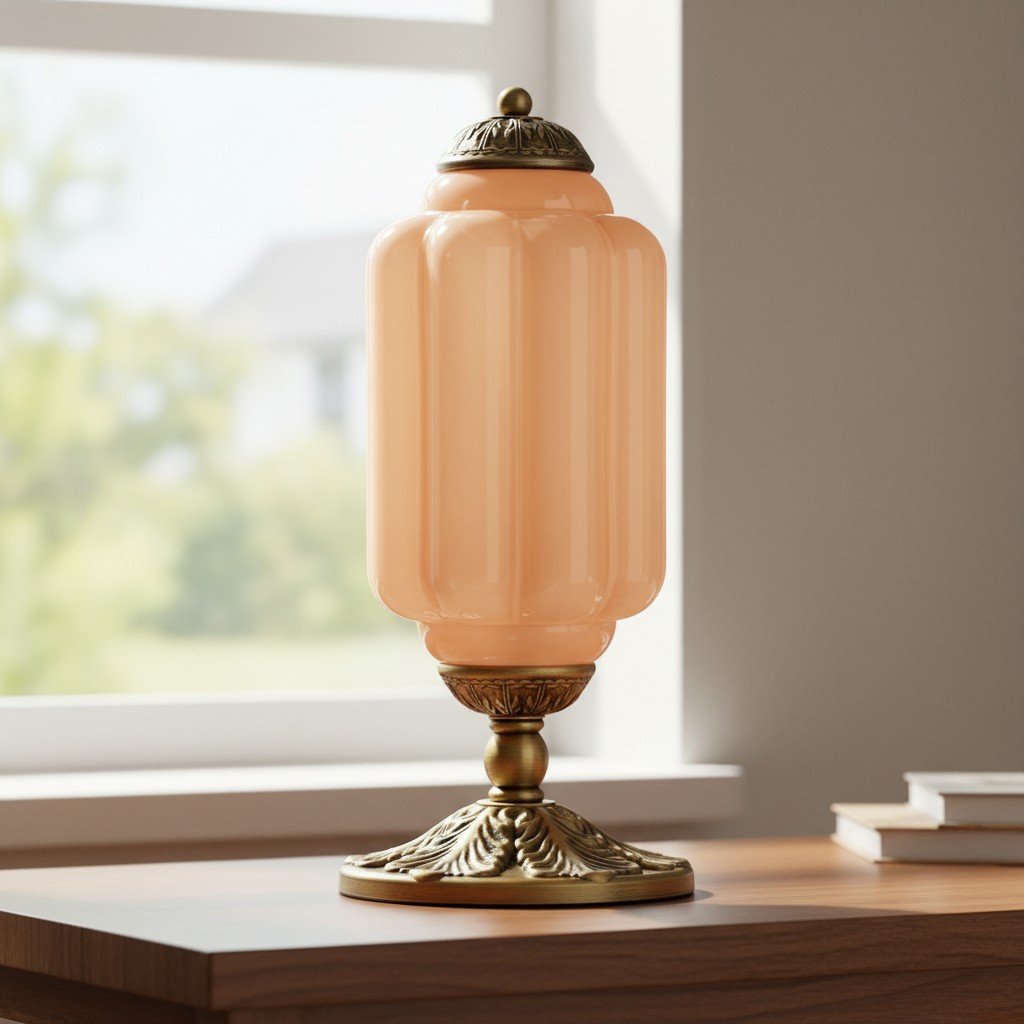 Eloise lavender glass table lamp with black hardware