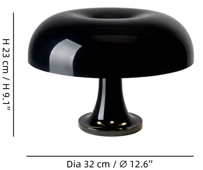 Fixture dimensions diagram for the mushroom table lamp