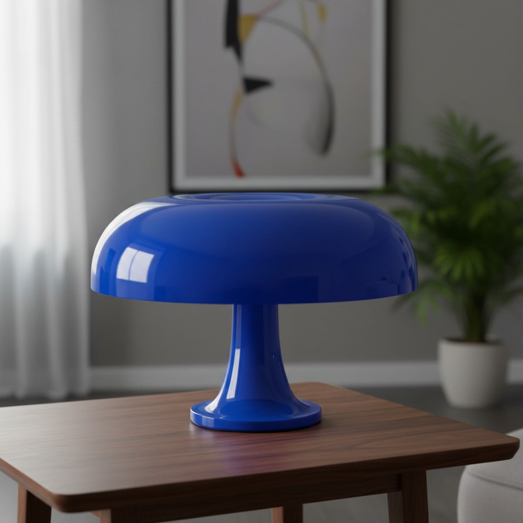 Blue mushroom table lamp