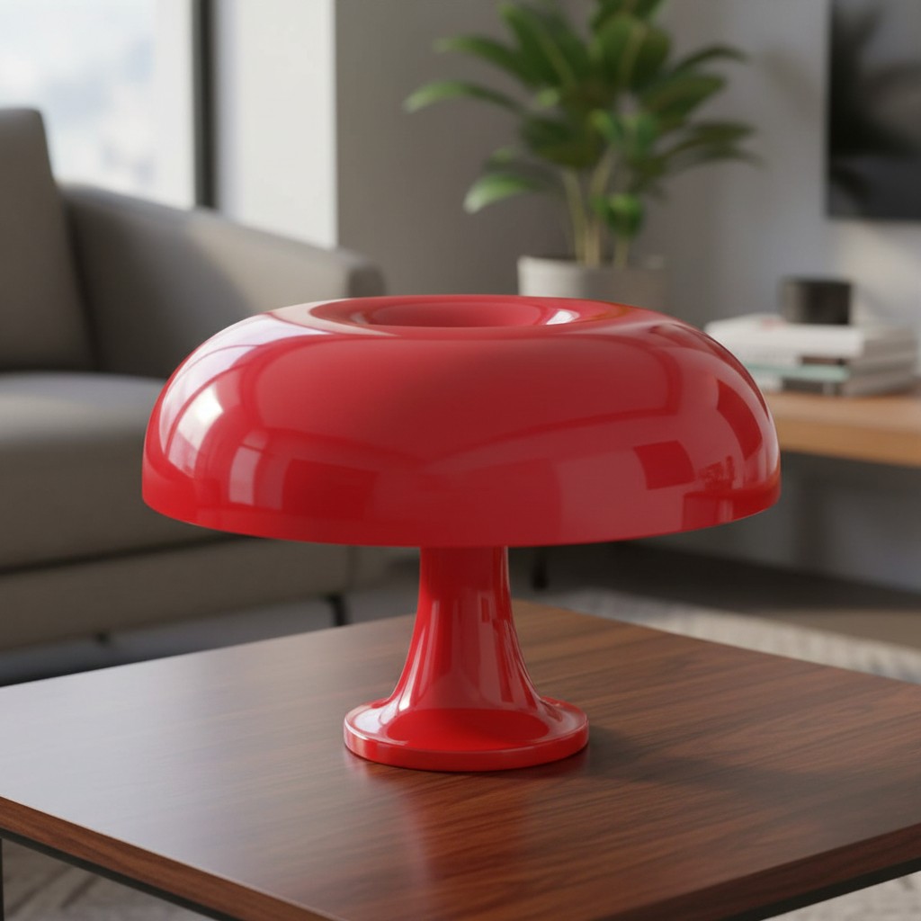 Red mushroom table lamp