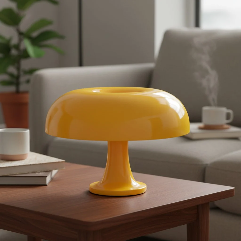 Yellow mushroom table lamp