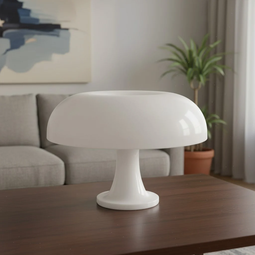White mushroom table lamp