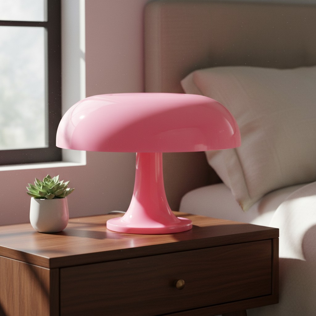 Pink mushroom table lamp
