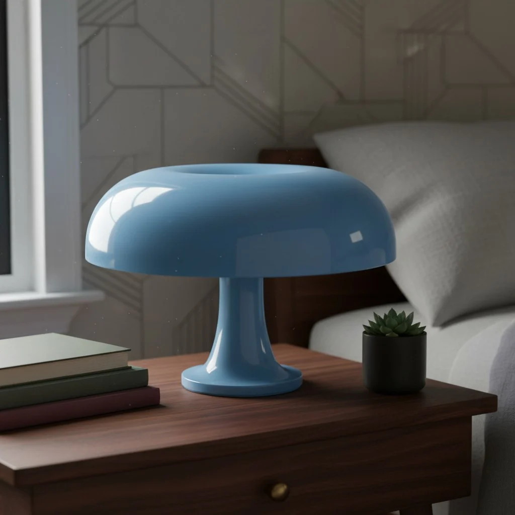 Light blue mushroom table lamp