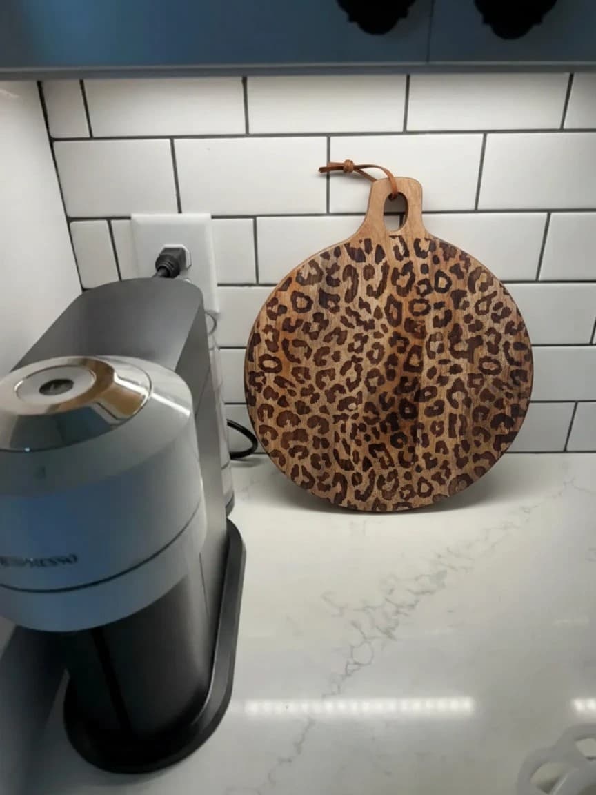 Customer photo of leopard print board in kitchen