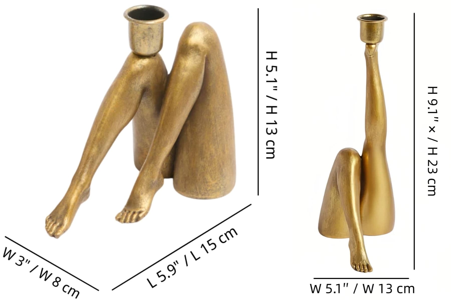 Diagram rozměrů držáku svíčky Kickra pro styl A a styl B