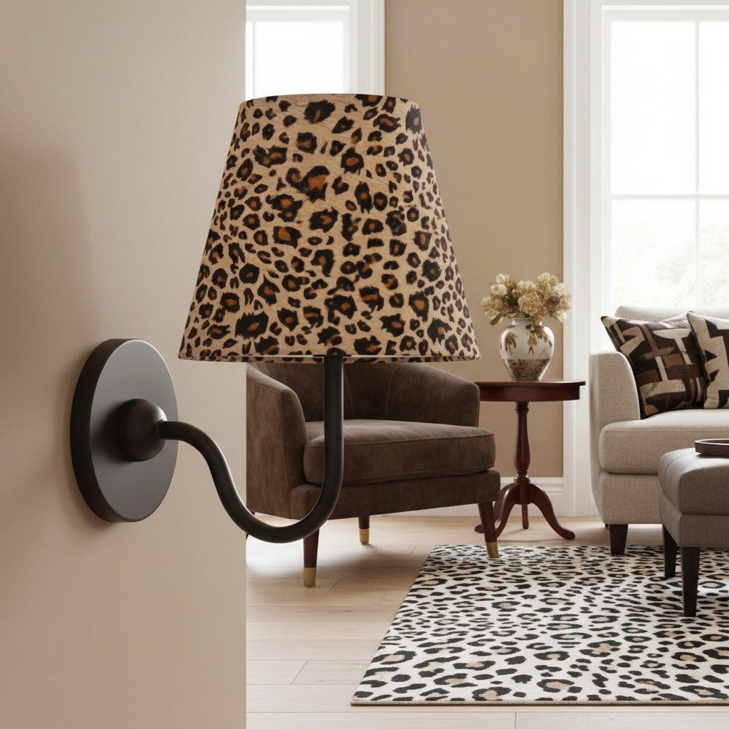 Leopard print shade wall lamp with one head