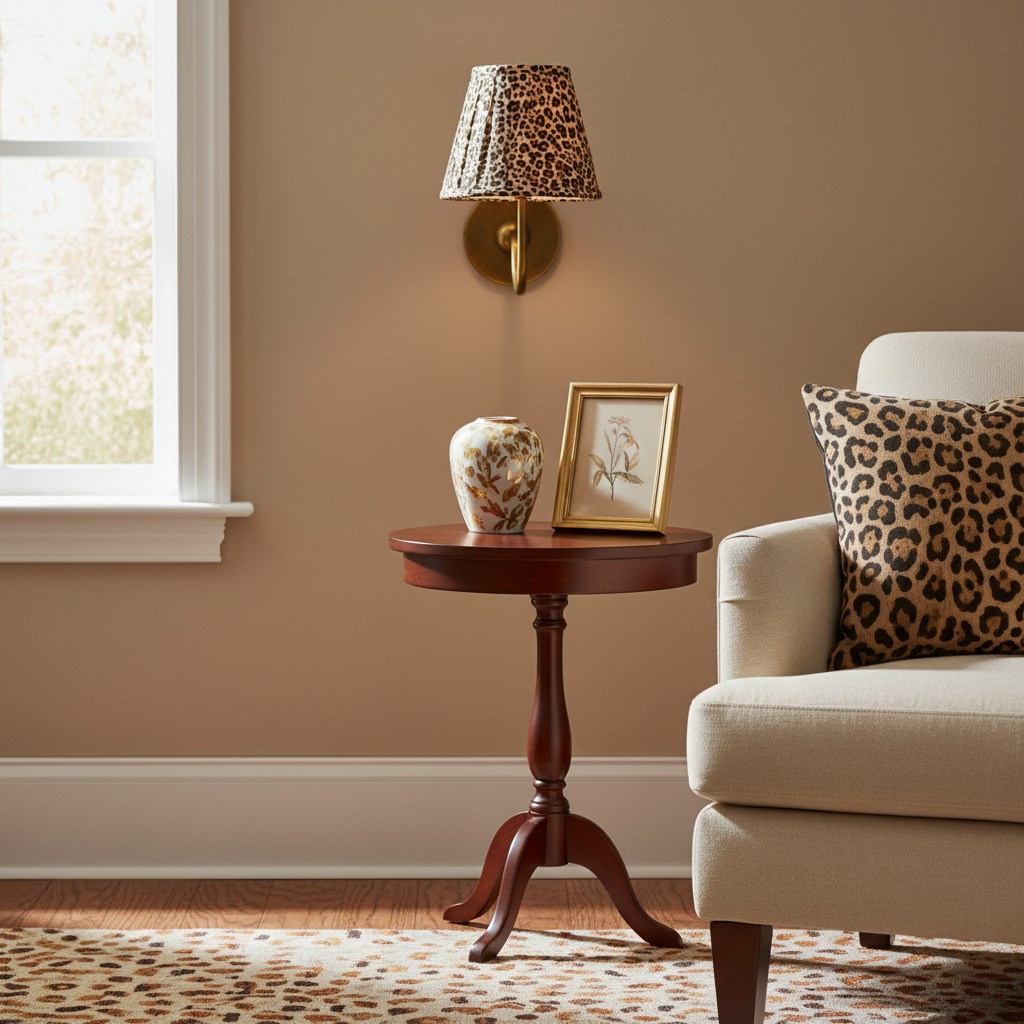 Leopard print double wall lamp with neutral wall