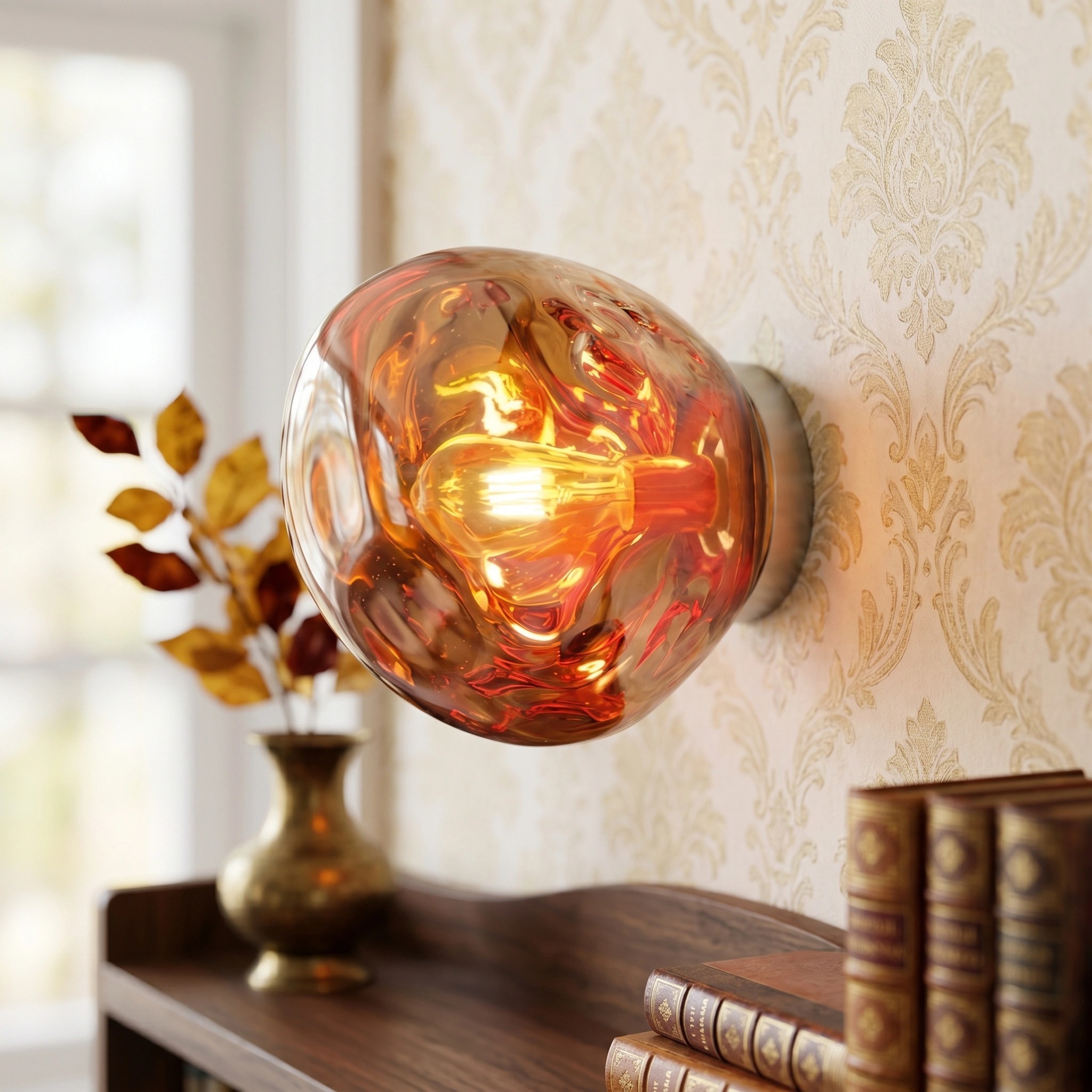 Wall lamp beside an accent chair