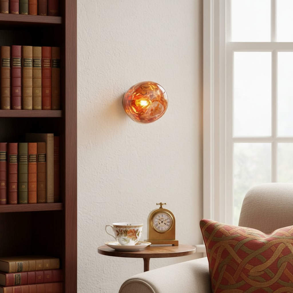 Wall lamp installed in a bright hallway