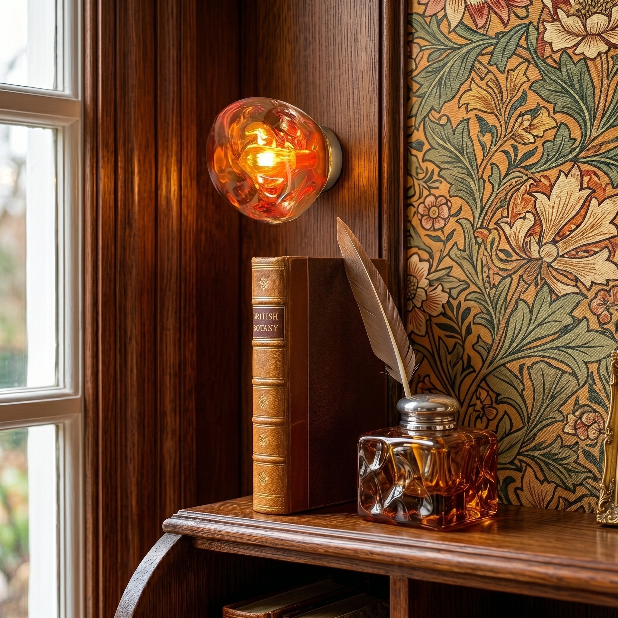 Lava Wall Lamp in a classic reading corner