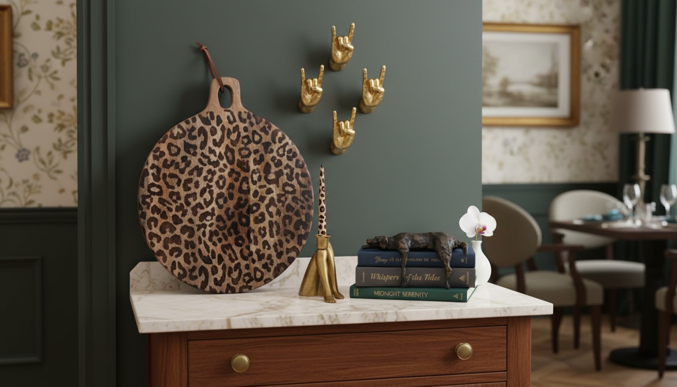 Home accent set with leopard print board