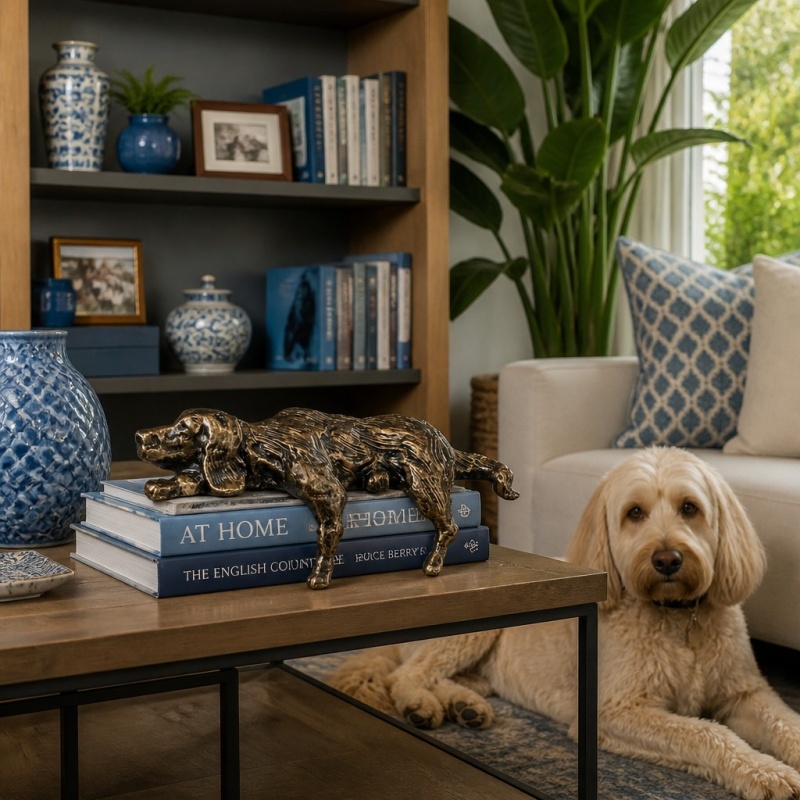 Dog sculpture as a warm décor accent
