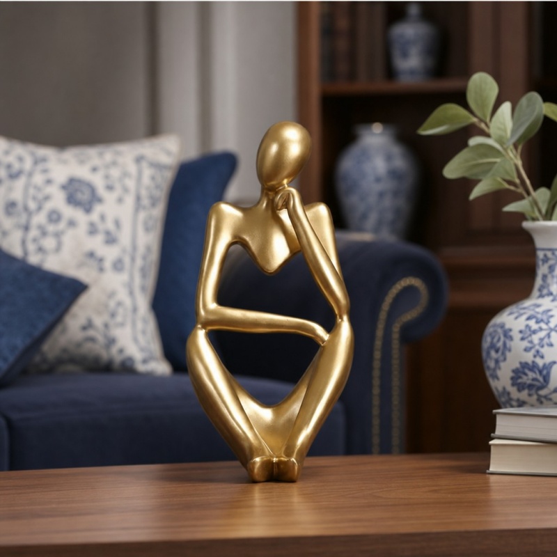 Gold figurine in a living room