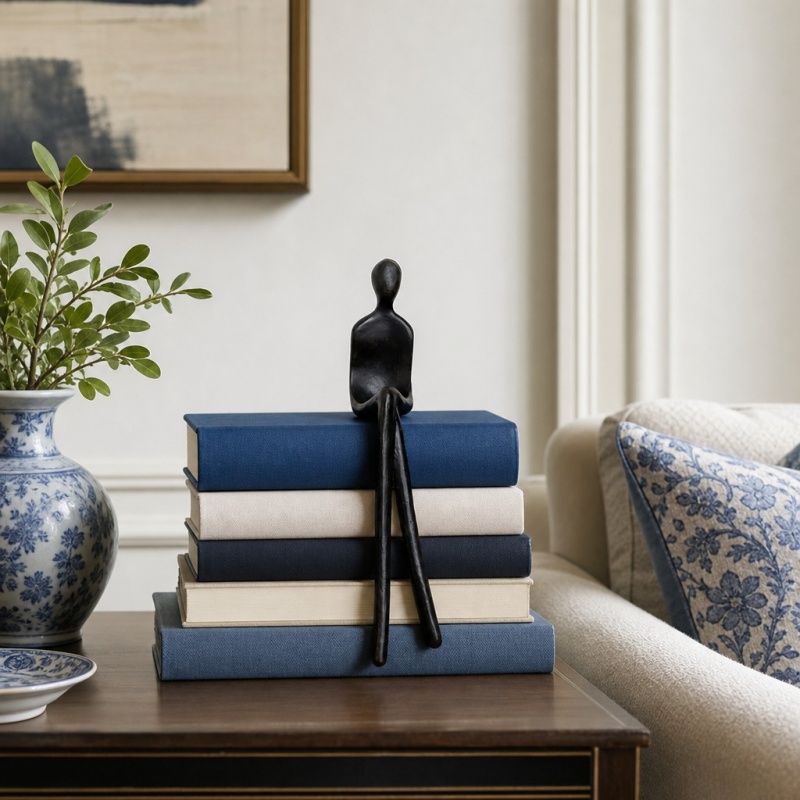 Black figure sculpture as modern accent