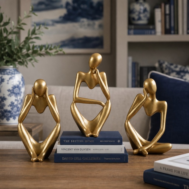Minimalist figure sculptures on display