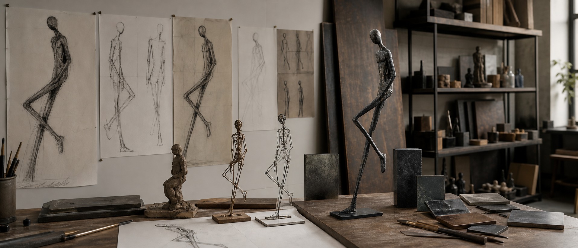 Lemvix sculpture design sketches and studio scene