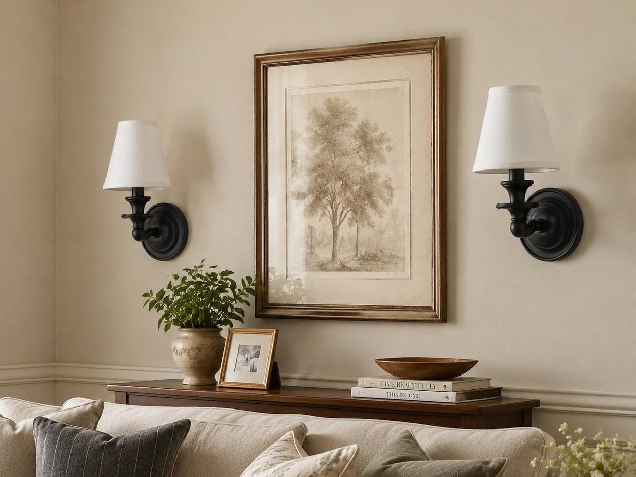 Kalvora wall sconces in living room setting