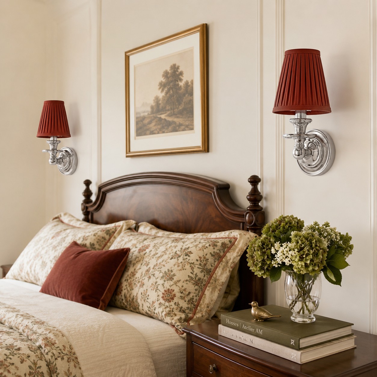 Wall sconce in bedroom setting