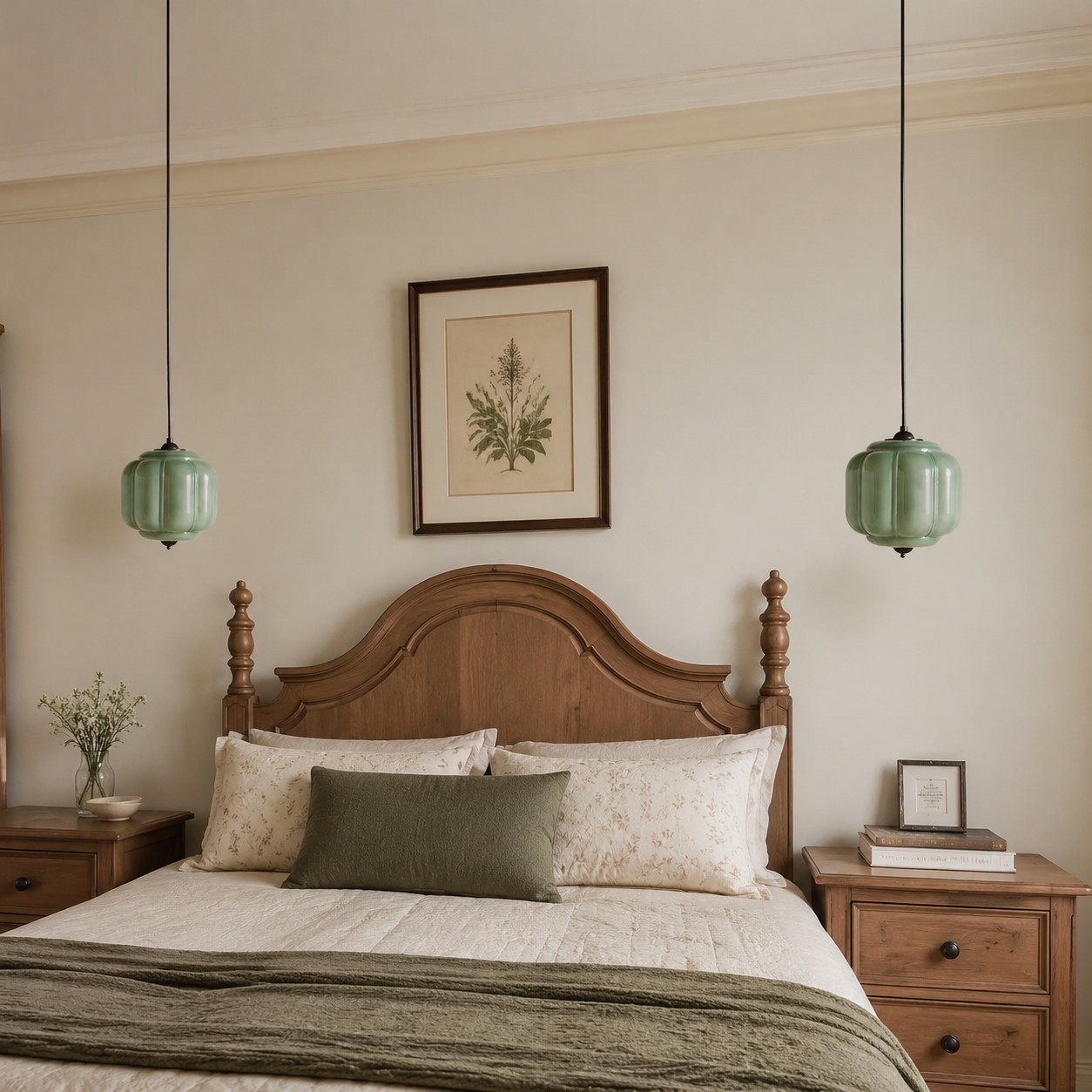 Green Eloise pendants in a bedroom