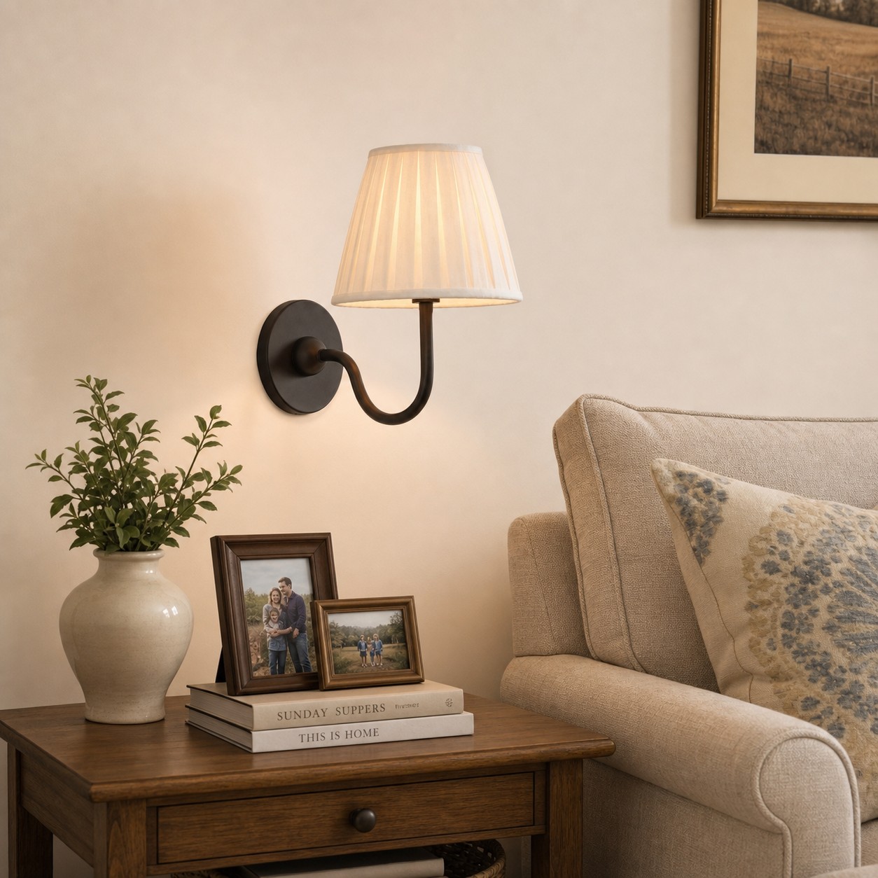 Luvora wall lamp in warm seating area