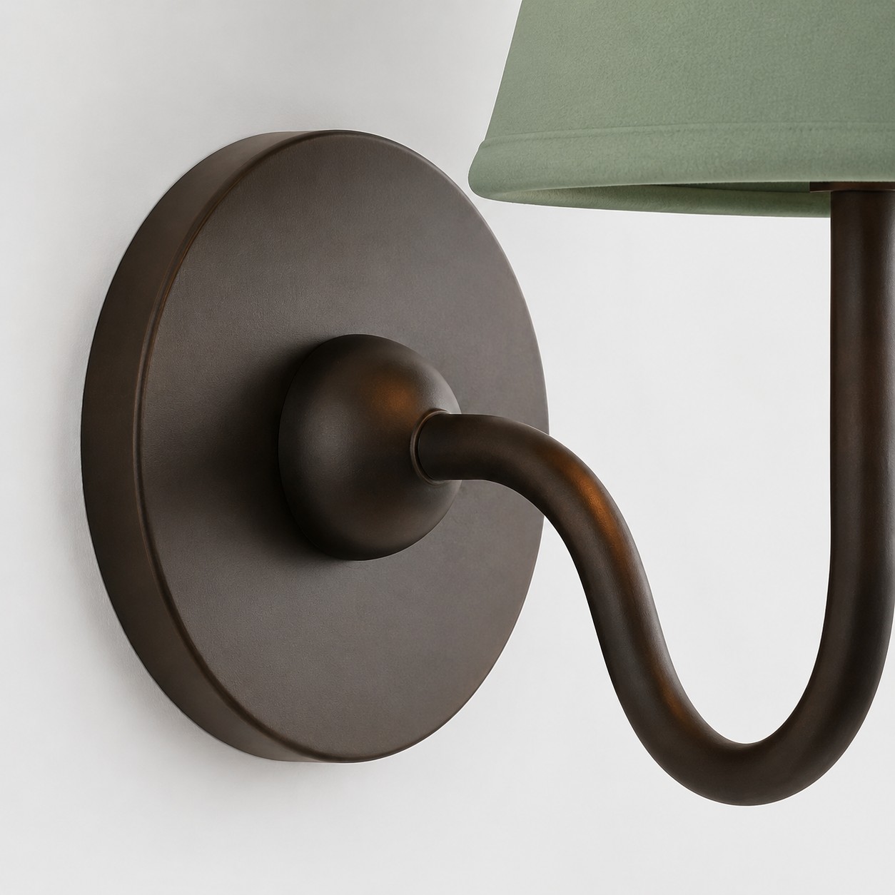 Close-up of wall lamp arm and canopy