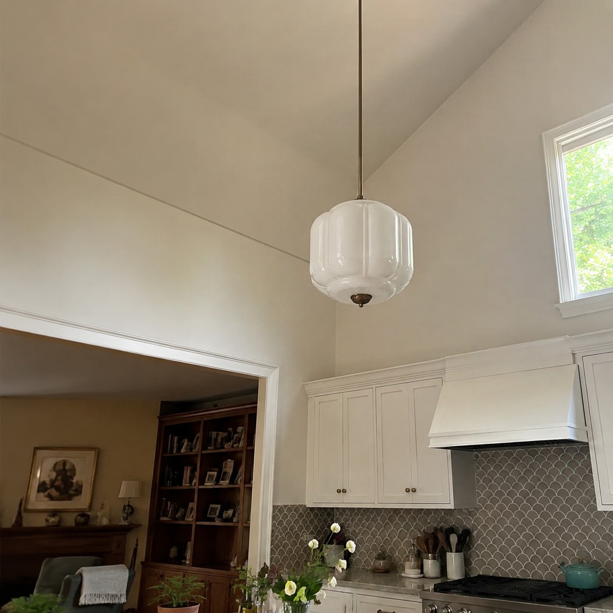 Customer photo of white Eloise pendant in kitchen