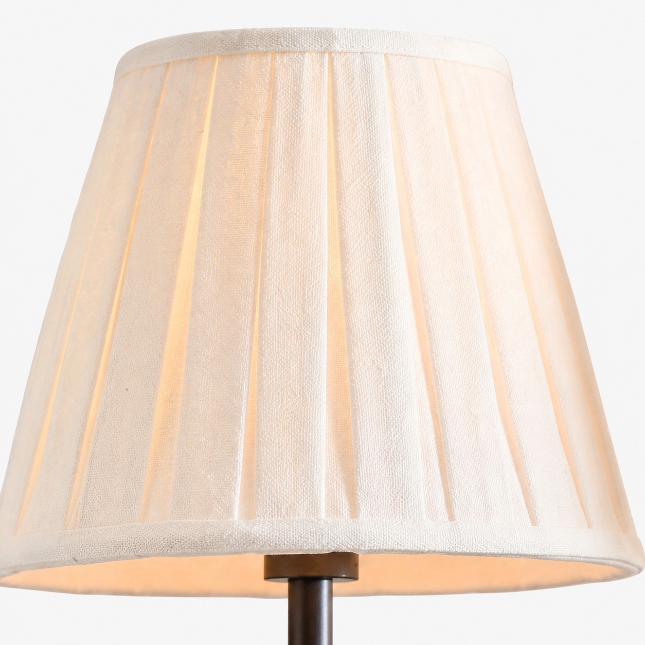 Close-up of linen pleated shade