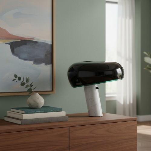 Mushroom table lamp switched off