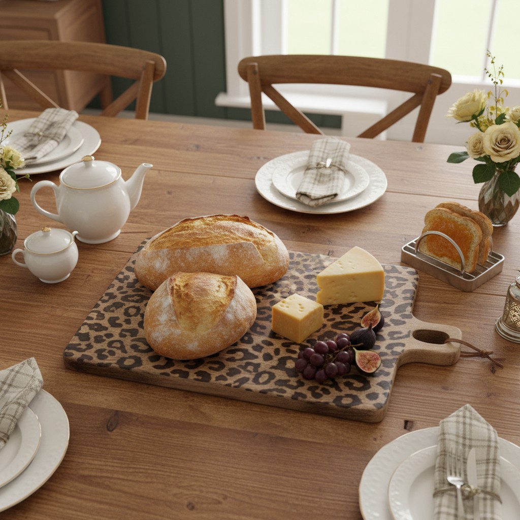 Square leopard print board with savory serving