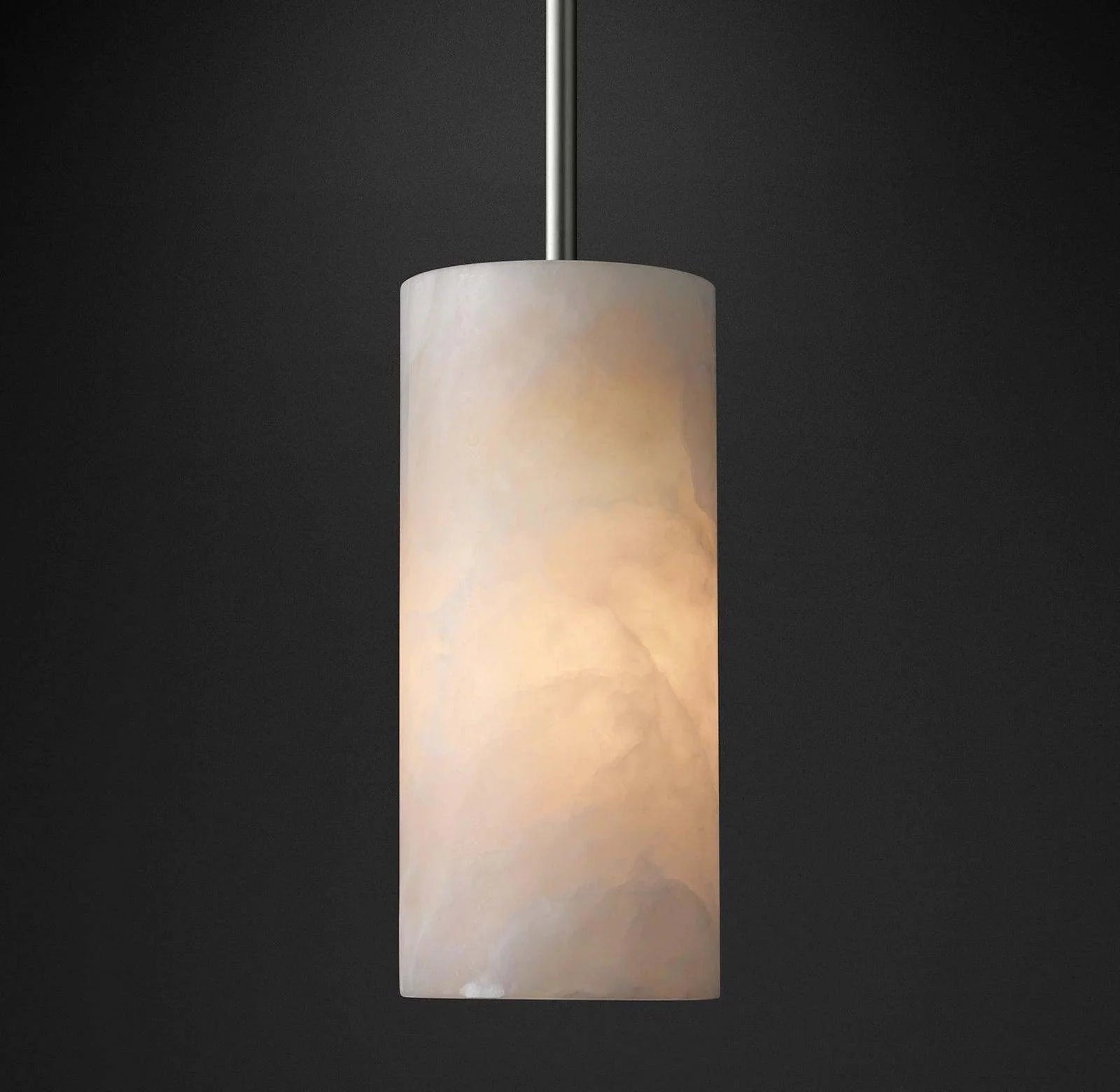 Lit alabaster cylinder close-up
