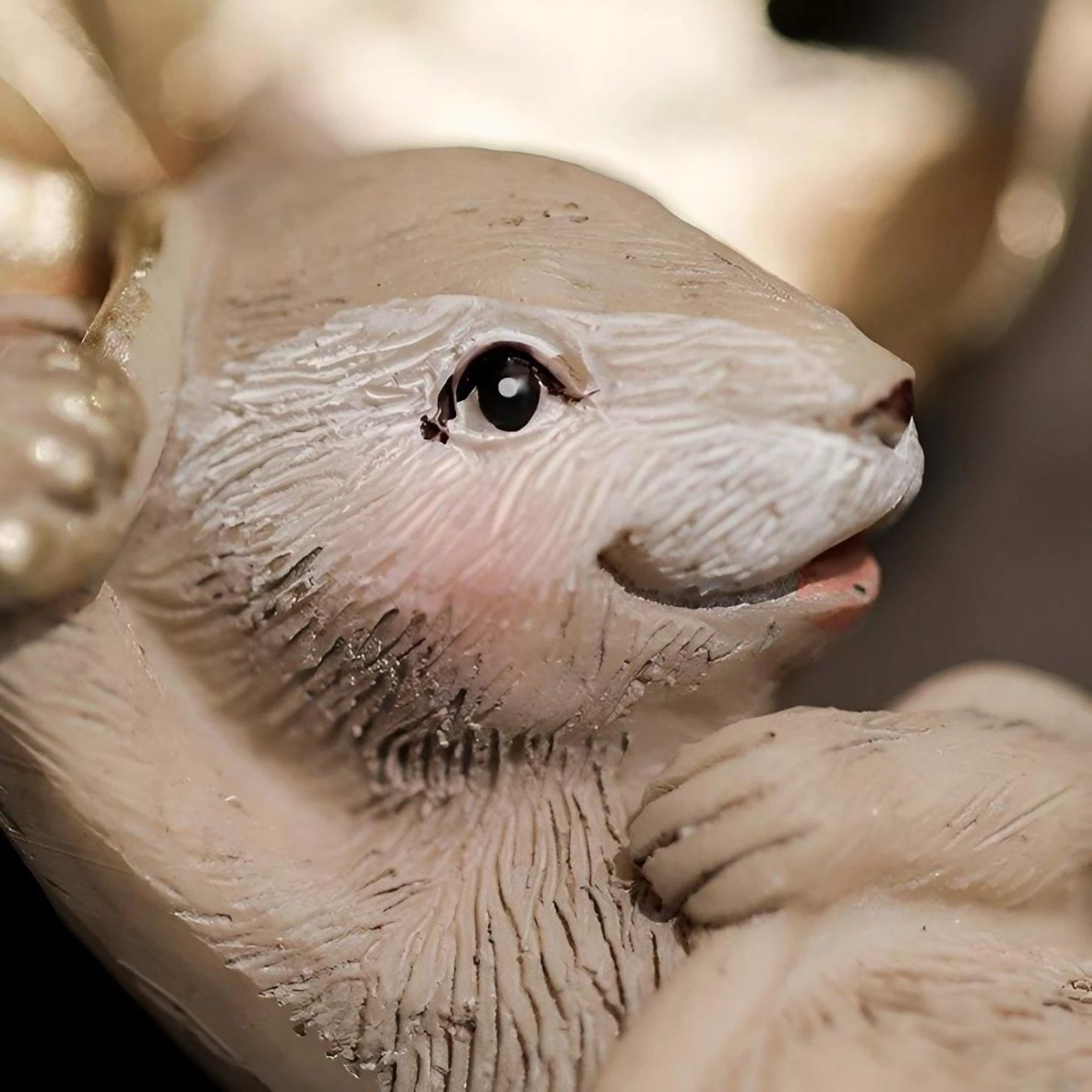 Close-up of carved resin animal texture