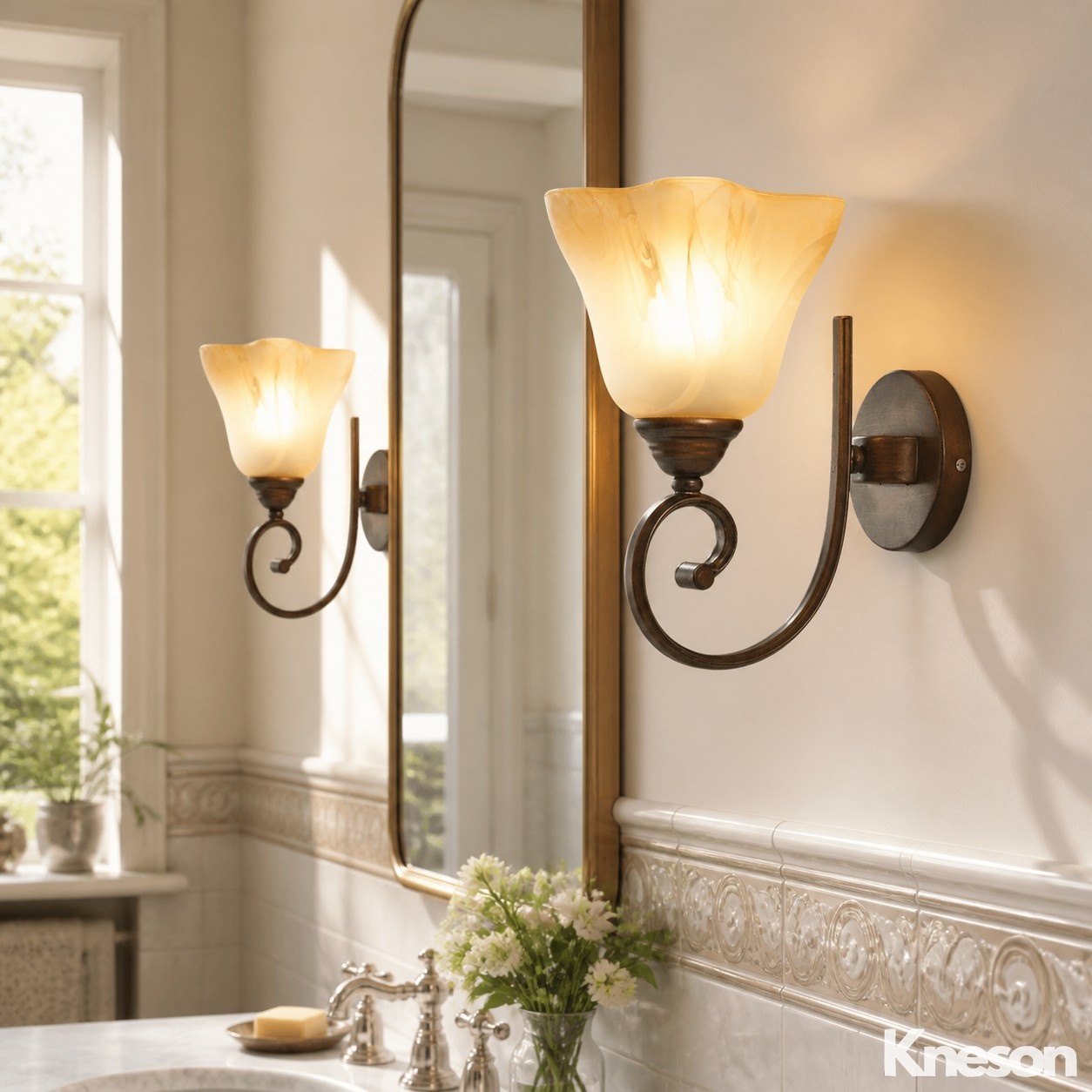 Lampu Dinding Kaca Buram Bergaya Vintage, Adegan Ruangan 2