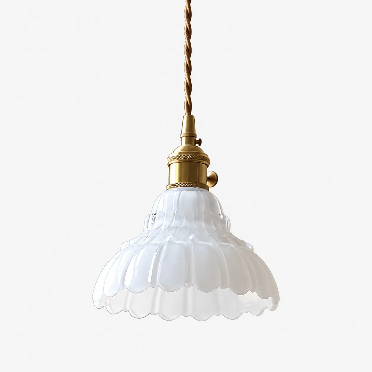 White Bell Flower glass pendant light