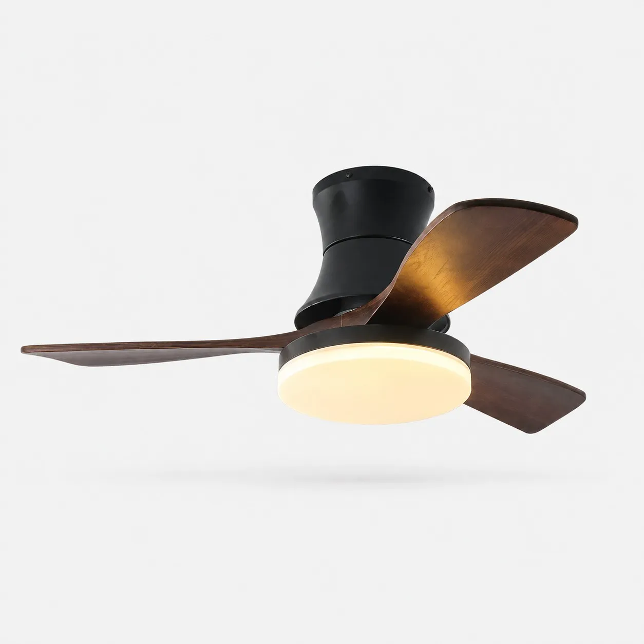 Black walnut ceiling fan light on a clean background