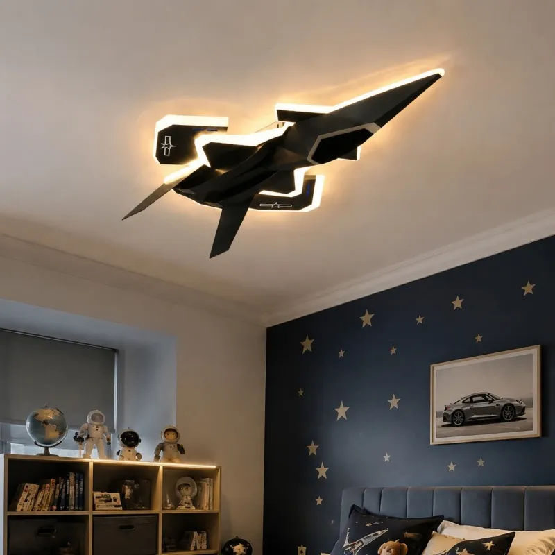 Jet fighter LED ceiling light room scene
